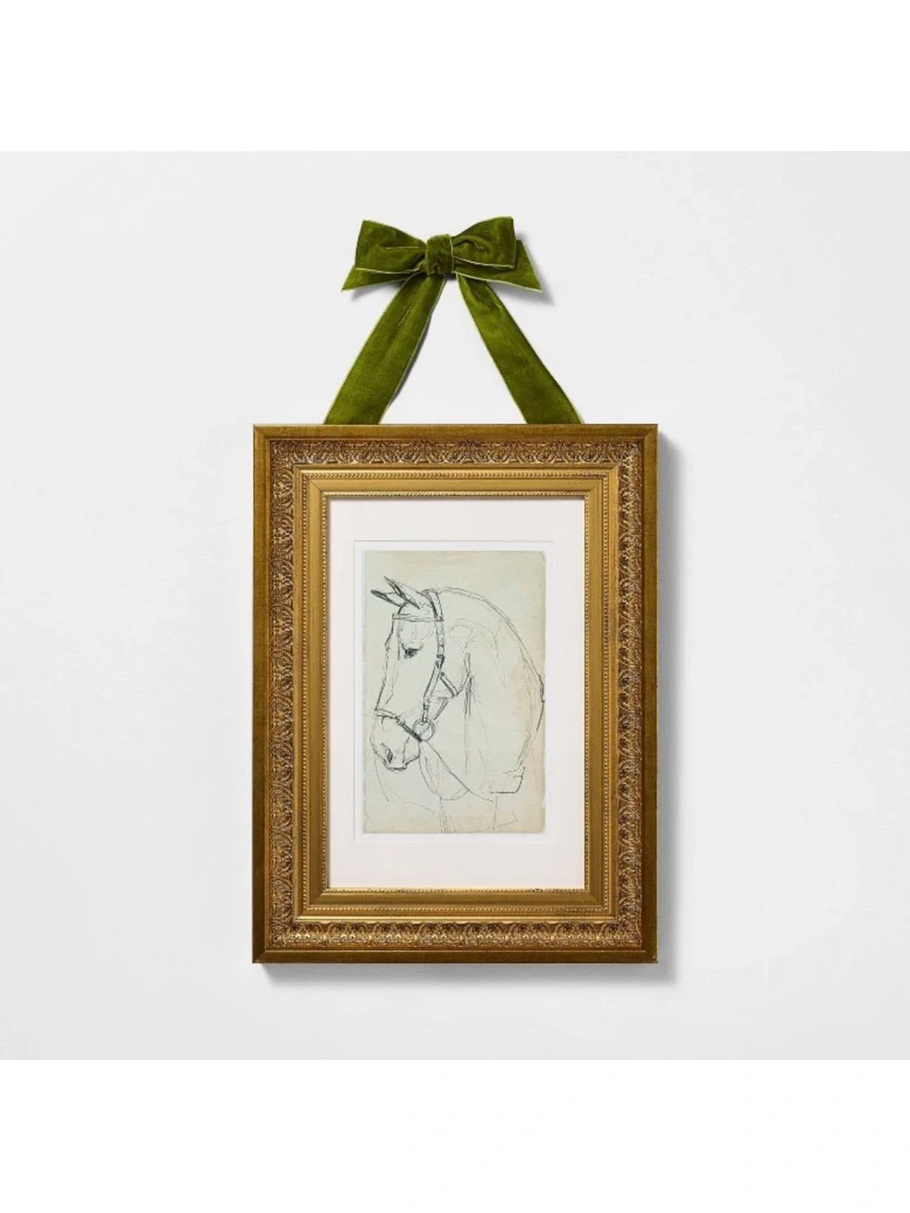 Studio McGee 12” x 16” Horse Sketch Wall Art with Ribbon